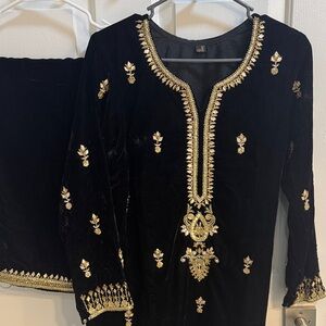 Black velvet eid/wedding/dawat two piece designer Sammy K dress